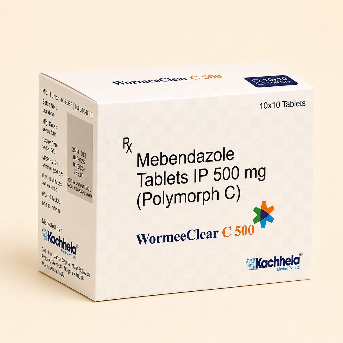 Wormeeclear C  500 Mebendazole 500 mg Tablets