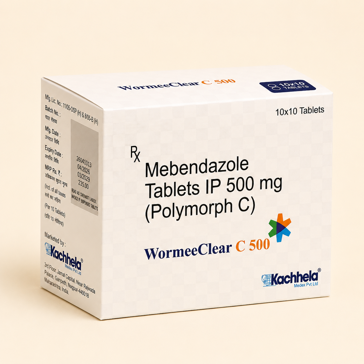 Wormeeclear C  500 Mebendazole 500 mg Tablets